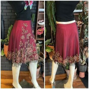 Anthro Basil & Maude Heavily Beaded Midi Skirt Size 6